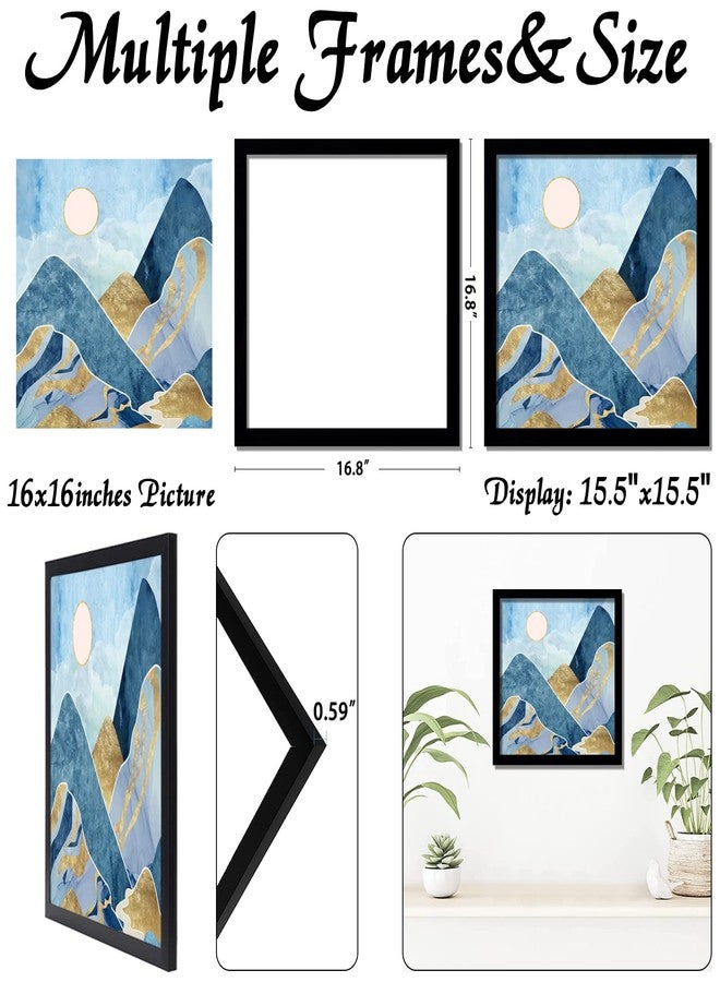 keibiubu Black Picture Frame, 16x16 Picture Frame for Square Photo Poster Canvas Certificate Document Display Horizontally or Vertically High Transparent Wall Gallery(Size 16 x 16 inches) - Image 3
